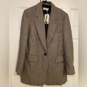 NWT Mango Houndstooth Long Blazer Medium